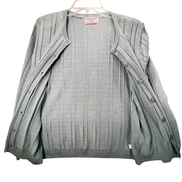 NWT Vtg Alfred Dunner Cardigan Sweater Button Down Blue USA PM Ribbed Knit - Picture 3 of 11
